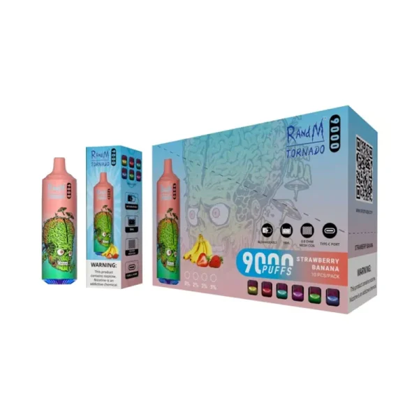 RandM Tornado 9000 Intense Flavors Vaping | Strawberry BananaRandM Tornado 9000 Puffs 7